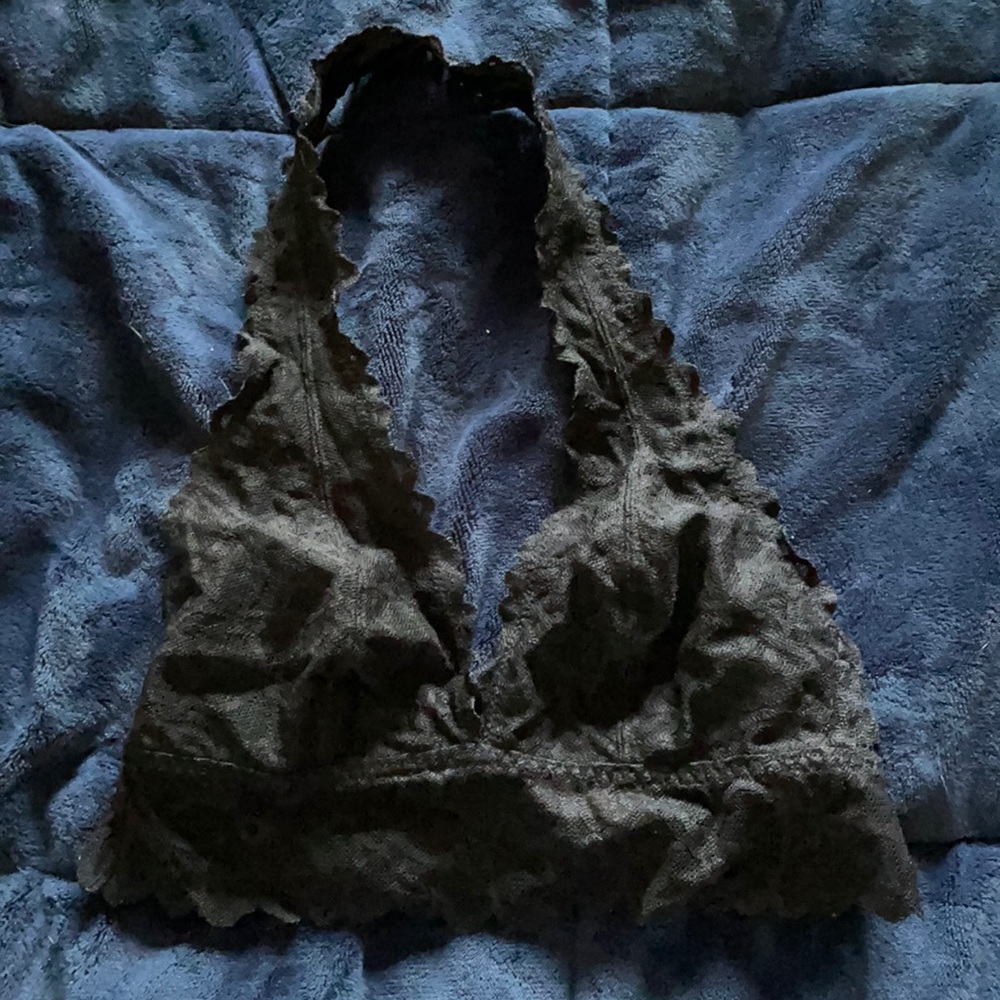 VS PINK Black lace Halter Bralette